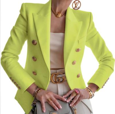 China New Slim Fit Anti-wrinkle Business Cross Women Suits Office Gorgeous Ladies Long Sleeve Button Blazer for sale