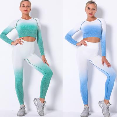 China 2020 Women's Antibacterial Leggings Yoga Tights Tights Women's Yoga Clothing Set 2020 Fashion Fitness Wear Activewear Yoga Two Piece Set for sale