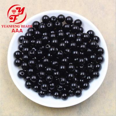 China Wholesale Price Black Color Imitation Acrylic ABS Plastic Round Pearl Beads With Hole For Decoration for sale