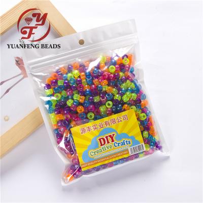 China For Kids Transparents Neon Color Hole Big Plastic Pony Beads For Kids for sale