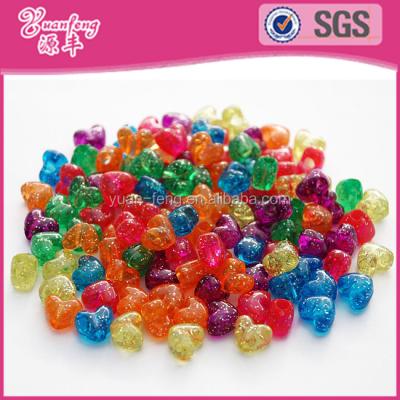 China Garment Accessories Wholesale Colorful 12mm Glitter Plastic Heart Pony Beads for sale