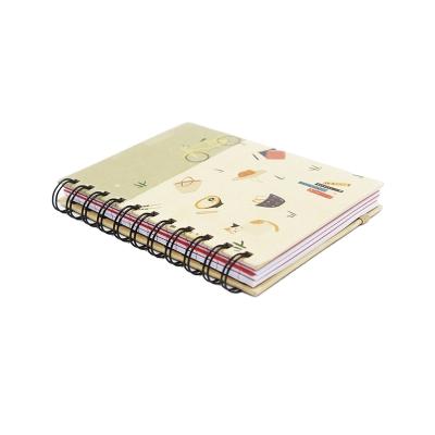 China Spiral Cardboard Printed A5 Size Kraft Paper Cover Spiral Binding Notebook for sale