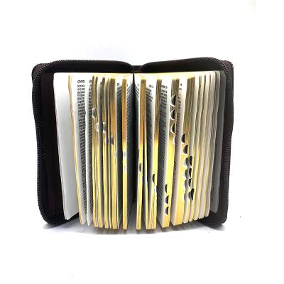 China PU leather stitching; 4c Printing Paper Strips Pack Customized Special Gifts Bible Paper Cover Black White Book Printing Bible Against Christian for sale