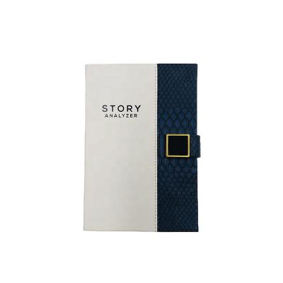 China Prinitng 2021 Custom 2 Colors Stitched PU Leather Diary Notebook With Metal Buckle for sale