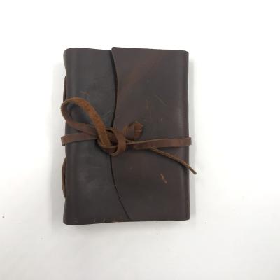 China Prinitng Journal Special Natural Leather Notebook Custom Inner Binding With Bandage for sale