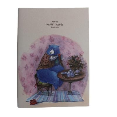 China Custom Size Stitched Line Gift Backing Notebook The Life of Blue Bear Series Sewing Notebook for sale