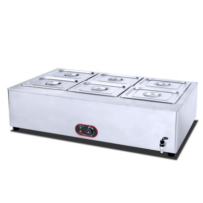 China Restaruant HB-10810 (6 pans) 201/304 Electric Buffet Bain Marie Pot Soup Food Warmer Stainless Steel Temperature Control Commercial Use for sale