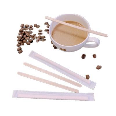 China Sustainable Eco-Friendly Coffee Paper Wrapped Disposable Wooden Coffee Stirrers 14cm 7 inch 5.5 inch for sale