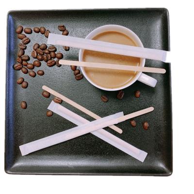 China Disposable Wooden Stirrer Viable Individually 4.5inch Coffee Paper Wrapped for sale