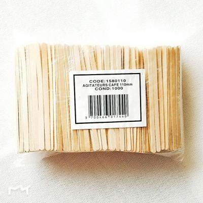 China Viable 19cm Paper Wrapped Disposable Wooden Sugar Coffee Stirrers Individually for sale