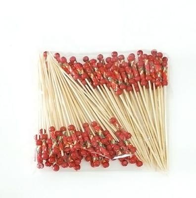 China Easily Cleaned Colored Disposable Bamboo Food Cocktail Sandwich Fork Stick Skewer for sale