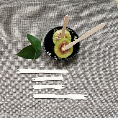 China Chip fork/85mm desert and fruit disposable wooden wooden fork/bamboo fork party use for sale