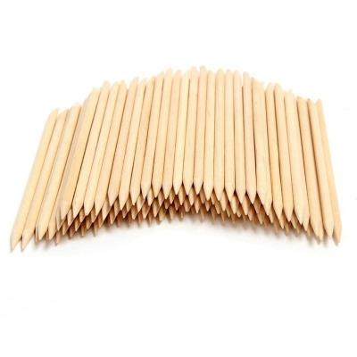 China Biodegradable and Eco-friendly Orange Wooden Manicure Sticks4.5inch Two Ends Nail Art Tools Nail Cuticle Pusher Remover Sticks for sale