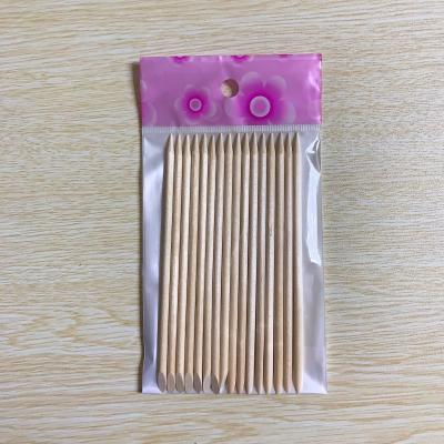 China Cuticle Safe Disposable Wood Pusher Orange Wood Nail Sticks 4.5