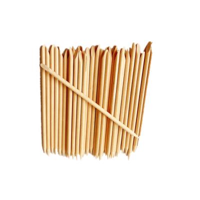 China Disposable And Eco-friendly Double Stick 7.5CM Orange Wooden Ends Manicure Stick for sale