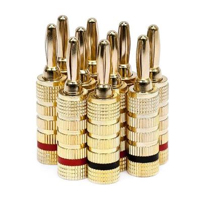 China For Speaker Wire High Quality 24k Gold Plated Speaker Banana Plug 4mm Closed Screw Plug For Speaker Wire And Home Theater for sale