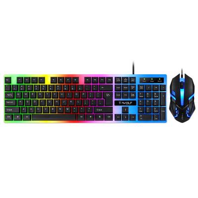 China For Gaming TF230 2-in-1 Wired Feel Mechanical Gaming Keyboard and Combo Mouse RGB Backlit Gaming Keyboard with Multimedia Keys for sale