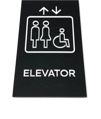 China Modern Design Eco - Friendly Door Sign Elevator Letters Sign With Grade 2 Braille For Elevator Room for sale