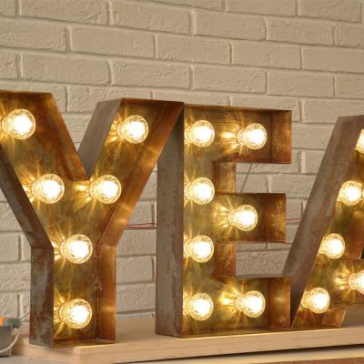 China Large Eco-friendly GOLD Wedding Marquee Light Up Giant Letter LED Marquee Light Lights Sign Wedding Decoration for sale