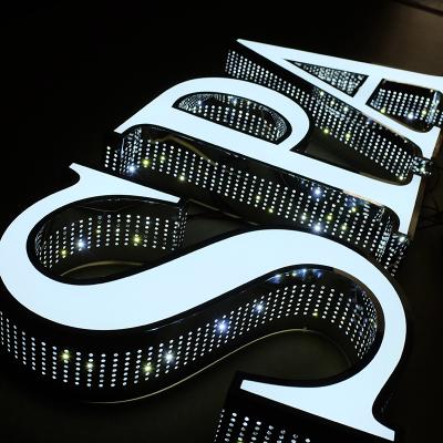 China Eco - Friendly Quality Stainless Steel Acrylic Side Mesh Illuminated Sign Custom Sign Made Outdoor Led Channel Letters Signs for sale