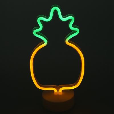 China Customized cacrylic eco-friendly yellow pineapple LED decoration backboard neon signs for bedroom for sale