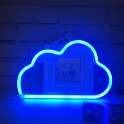 China Eco-friendly Custom Cute Blue Neon Light LED Cloud Sign Shaped Decor Light for sale