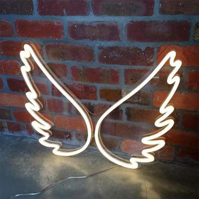 China Room Decor Wall Light Eco-Friendly Sign USB Powered Angel Wing Shape LED Neon Signs For Christmas Birthday Gifts for sale