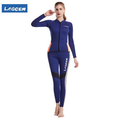 China Anti-pressure sunblock neoprene high quality split wetsuit Anti-UV set for ladies surf suit with front zipper custom wholesale for sale