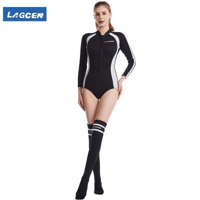 China Black Sunblock Anti-UV High Quality Neoprene Wetsuit Suit For Ladies And Waterproof Zipper Surf Suit For Warm Bottoms Wholesale for sale