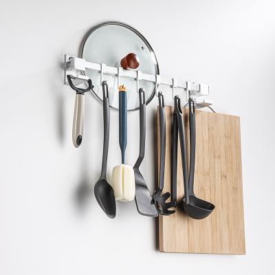 China Modern Stocked Kitchen Rail Black Kitchen Utensil Holder With Hanging Hook for sale