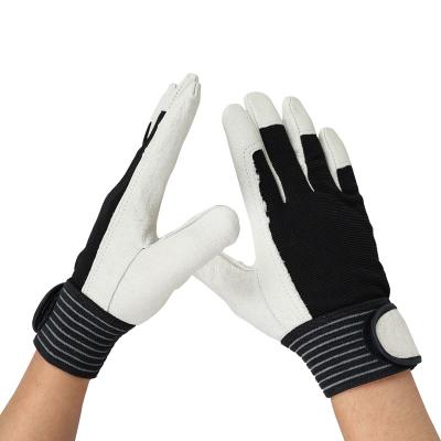 China Thin Leather Pigskin Leather Gardening Gloves For Men Women Mesh Breathable Back Flexible Puncture Resistant Gloves For Pruning Rose for sale