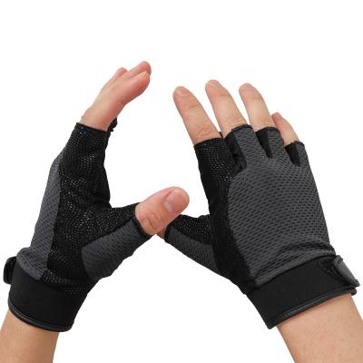 China Slim Leather Men Cycling Cycling Gloves Mountain Bike Gloves Anti Slip Breathable Half Finger Padded Sports Cushioning Short Glove for sale