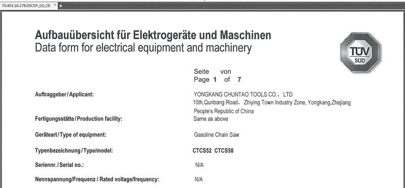 CE - Yongkang Chuntao Tools Co., Ltd.