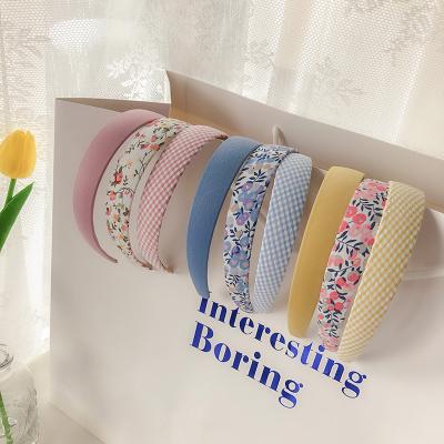 China Fashional Pretty Lady New Women Girls Cute Candy Colors Plaid Floral Simple Headbands Headband Circle Headband Fashion Soft Hair Accessories for sale