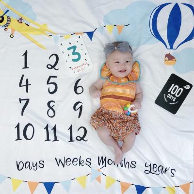 China Monthly Anti-pilling Baby Milestone Birthday Blanket Newborns Photo Props Growth Keepsake Blanket Photography Background Cloth 100x100cm for sale