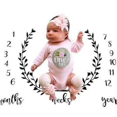 China Garland Print Anti-pilling Kids Camera Photo Infant Props Baby Milestone Blanket Photography Background Toddler Monthly Cloth for sale