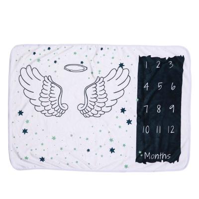 China Baby Milestone Anti-pilling Thermal Fleece Monthly Soft Flannel Blanket Wraps Angel Wing Background Cloth Photography Props Newborn for sale