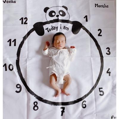 China Panda Print Photography Week Monthly Growth Milestone Blanket Baby Anti-pilling Kids Camera Shooting Newborn Props Background Cloth for sale