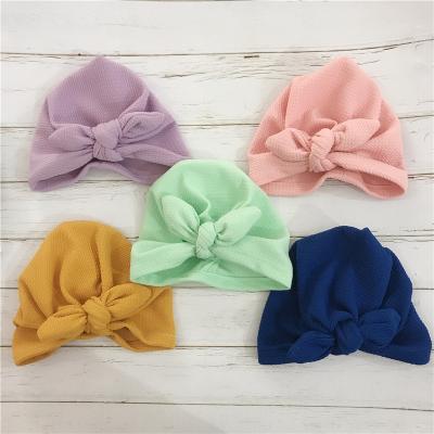 China Hot Sale Baby Turban Infant Beanie Kids Knot Bow Bunny Ears Hat Toddler Comfy Eco-Friendly Head Wraps Photo Props Bebe Turbans For Girls Caps for sale