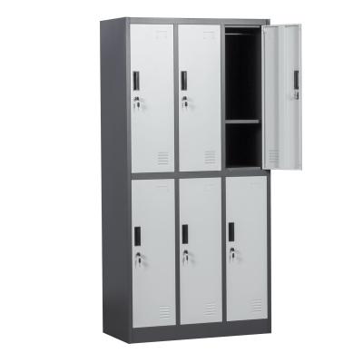 China School Bedroom Gym Club Factory KD Locker Room 6 Door Metal Cheapest Dresser Cabinet for sale