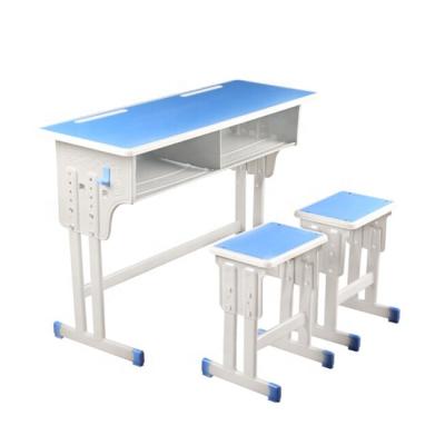 China Environmental Friendly Classroom Simple School Desk Blue Color Table Desk Chairs School Desk And Chair Price With Chair for sale