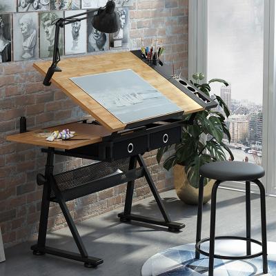 China Knockdown Furniture Commercial Adjustable Height Drafting Table Wooden Desk Industrial Drafting Board for sale