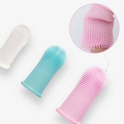 China Multi Stored Colorful Organic Tooth Reading Brush Teeth Cleaning Pet Silicone Finger Toothbrush for sale