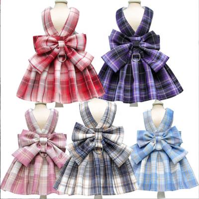 China Hot Sale JK Plaid Skirt Chest Stocked Pulling Straps Dog Leash for sale