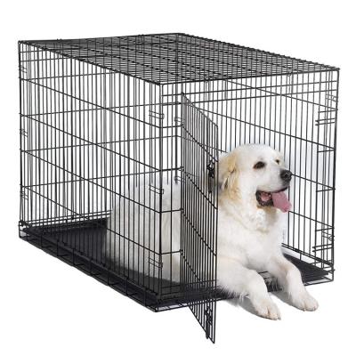 China 30 Inch Breathable Collapsible Dog Crate Pet Crate With Tray, Metal Multi Cages Folding Two Doors Dog Crates Wire Size Animal Crate For Dog for sale