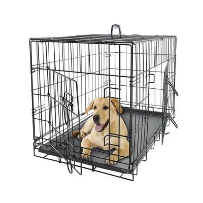 China Breathable Folding Pet Crate And Metal Wire Settlements Dog Crate 48 Inches, 2 Doors Dog Crates Cages Large Large Settlements Cages For Small Animals for sale