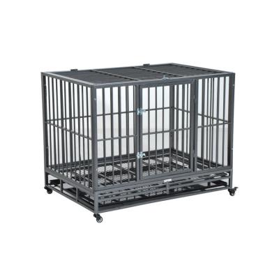 China Breathable 36 42 42 48 Inch Strong Removable Sliver Heavy Duty Dog Cages Settlements With 4 Lockable Wheels for sale