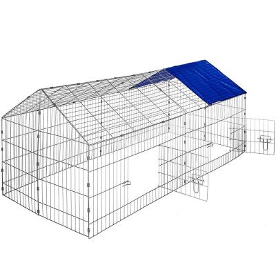 China Breathable Outdoor Metal Wire Chicken Cage With Green Sunshade Manufacturer for sale