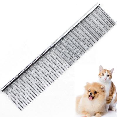 China Stocked Flat Round Handle Pet Cat Hair Care Dog Grooming Comb Customized by Stainless Steel Manufacturer for Dogs and Cats for sale