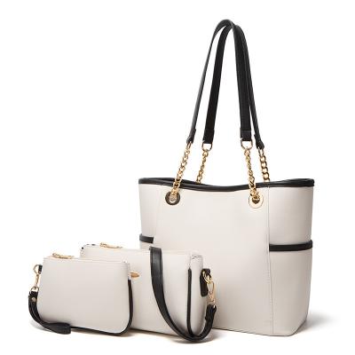 China High Quallity Cross border hot selling fashionable mother and child bag three piece affordable soft leather shoulder ladies handbags for sale